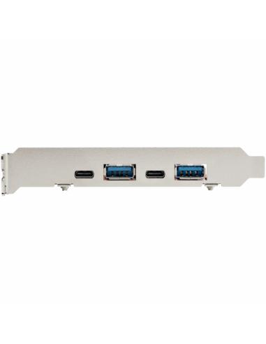 StarTech.com Tarjeta PCIe de 4 Puertos USB - Tarjeta de Expansión PCI Express USB de 10Gbps con 2 Controladores - 2 Puertos USB-