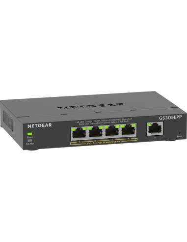 NETGEAR 5-Port Gigabit Ethernet High-Power PoE+ Plus Switch (GS305EPP) Gestionado L2/L3 Gigabit Ethernet (10/100/1000) Energía s