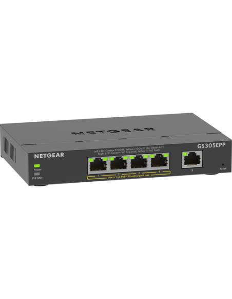 NETGEAR 5-Port Gigabit Ethernet High-Power PoE+ Plus Switch (GS305EPP) Gestionado L2/L3 Gigabit Ethernet (10/100/1000) Energía s