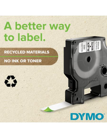 DYMO D1 - Etiquetas estándar - Negro sobre rojo - 19mm x 7m