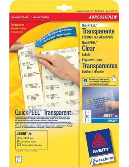 Avery J8560-25 etiqueta de impresora Transparente