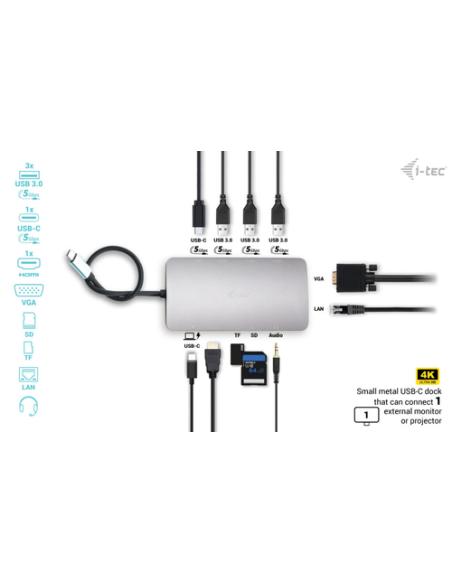 i-tec Metal USB-C Travel Nano Dock HDMI/VGA with LAN + Power Delivery 100 W