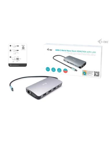 i-tec Metal USB-C Travel Nano Dock HDMI/VGA with LAN + Power Delivery 100 W