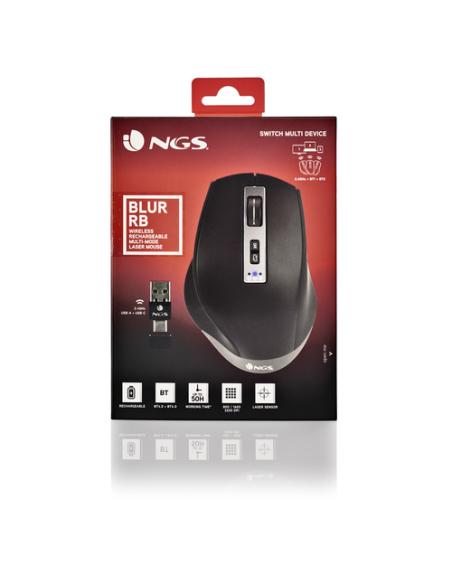 NGS BLUR-RB ratón Juego mano derecha Bluetooth + USB Type-A 3200 DPI