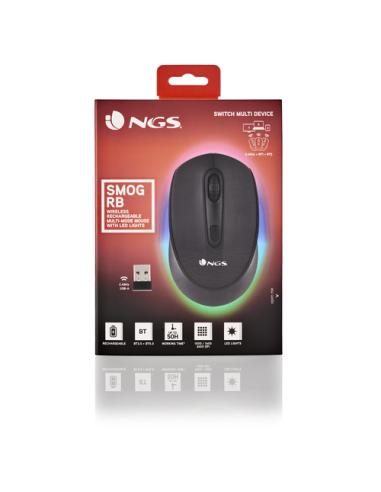 NGS SMOG-RB ratón Juego Ambidextro RF Wireless + Bluetooth Óptico 2400 DPI