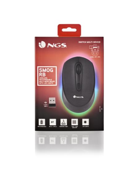 NGS SMOG-RB ratón Juego Ambidextro RF Wireless + Bluetooth Óptico 2400 DPI
