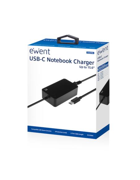 Ewent EW3981 adaptador e inversor de corriente Interior 45 W Negro