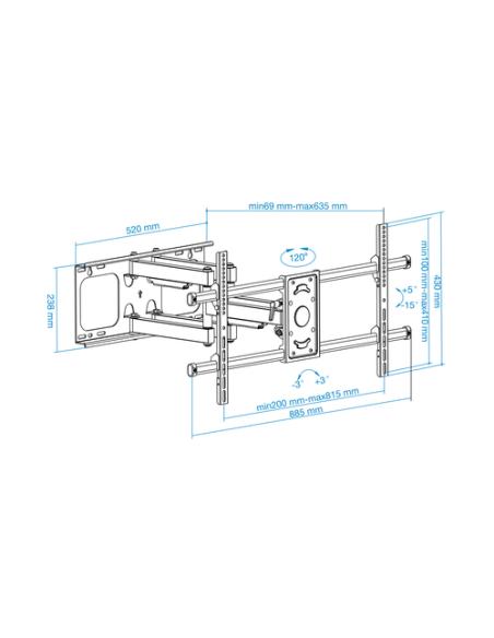 TooQ LP3790TN-B soporte para TV 2,29 m (90") Negro