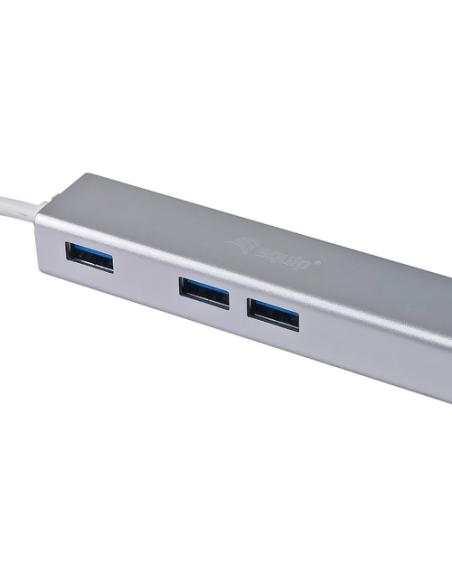 Equip Hub USB-C a USB 3.0 de 3 puertos con adaptador Gigabit