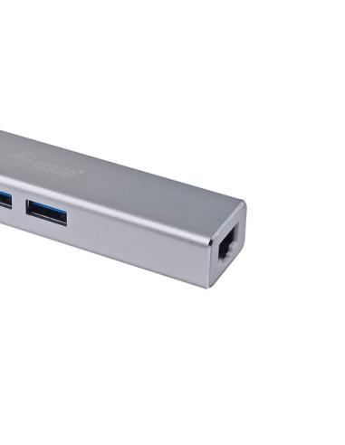 Equip Hub USB-C a USB 3.0 de 3 puertos con adaptador Gigabit