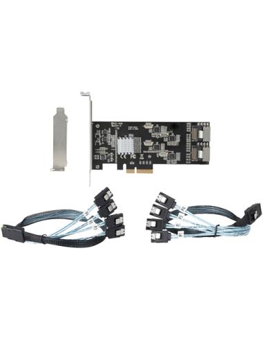 StarTech.com Tarjeta PCIe de 8 Puertos SATA - Tarjeta Adaptadora de Expansión PCI Express SATA con 4 Controladores de Host - Tar