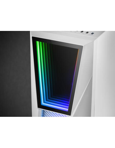 Mars Gaming MC777W, Caja PC Gaming, Infinity Mirror ARGB, Cristal Templado, 2xVentilador Chroma ARGB, Blanco