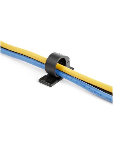 StarTech.com 100 Clips de Gestión de Cableado Adhesivos - Negro - Organizador de Cableado para Escritorios/Oficinas - Mordaza de
