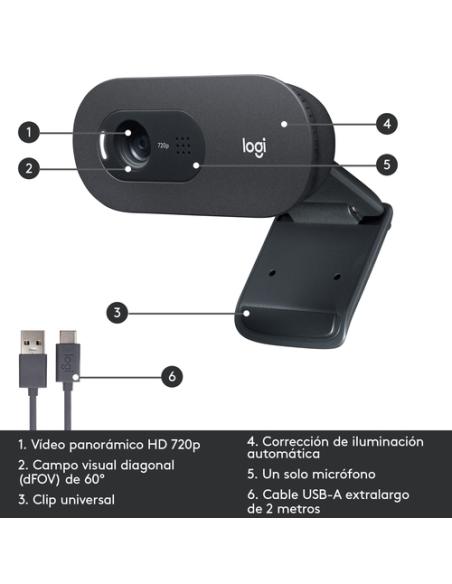 Logitech 960-001364 cámara web 1280 x 720 Pixeles USB Grafito