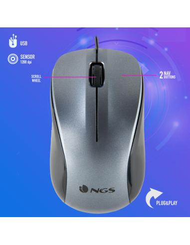 NGS CREW ratón Oficina Ambidextro USB tipo A Óptico 1200 DPI
