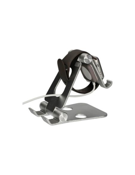 Ksix Soporte escritorio para movil, tablet y smartwatch, Rotación: 360°, Material aluminio