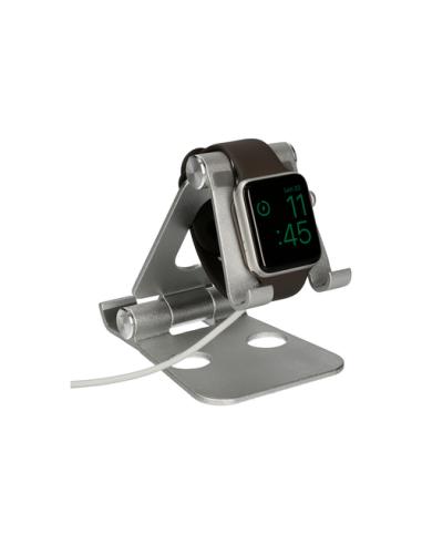 Ksix Soporte escritorio para movil, tablet y smartwatch, Rotación: 360°, Material aluminio