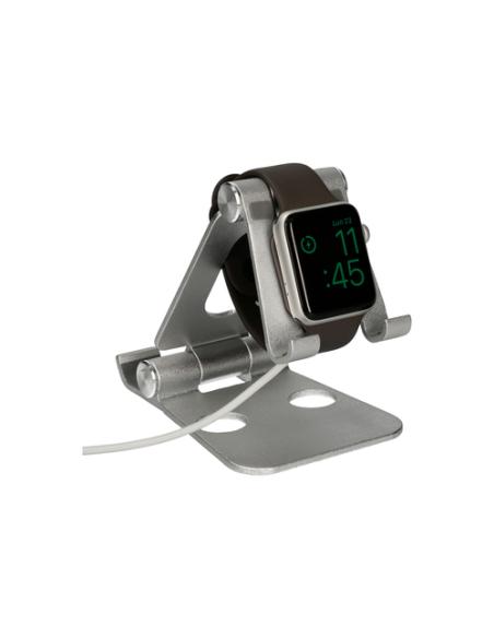 Ksix Soporte escritorio para movil, tablet y smartwatch, Rotación: 360°, Material aluminio