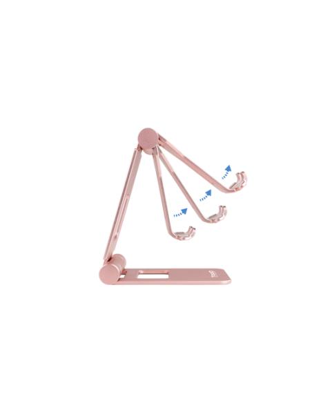 TooQ Soporte de sobremesa ajustable para teléfono / tablet hasta 10”, Rosa Velvet