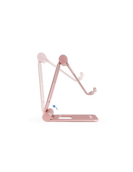 TooQ Soporte de sobremesa ajustable para teléfono / tablet hasta 10”, Rosa Velvet