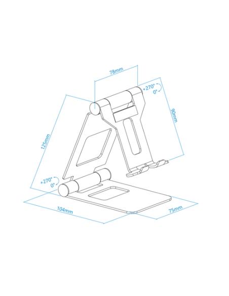 TooQ Soporte de sobremesa ajustable para teléfono / tablet hasta 10”, Rosa Velvet