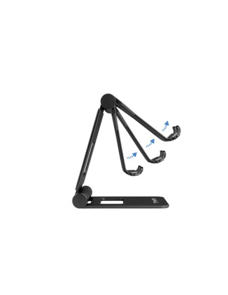 TooQ Soporte de sobremesa ajustable para teléfono / tablet hasta 10”, Negro