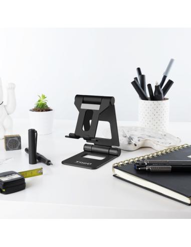 TooQ Soporte de sobremesa ajustable para teléfono / tablet hasta 10”, Negro