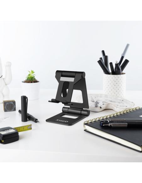 TooQ Soporte de sobremesa ajustable para teléfono / tablet hasta 10”, Negro