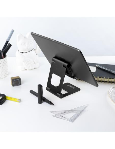 TooQ Soporte de sobremesa ajustable para teléfono / tablet hasta 10”, Negro