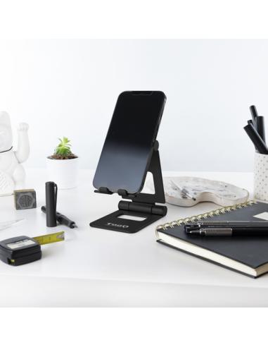 TooQ Soporte de sobremesa ajustable para teléfono / tablet hasta 10”, Negro