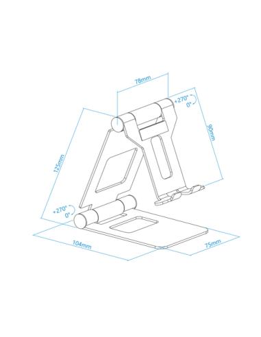 TooQ Soporte de sobremesa ajustable para teléfono / tablet hasta 10”, Negro