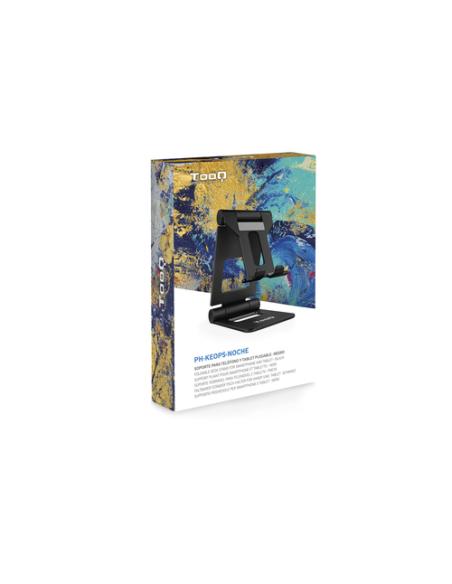 TooQ Soporte de sobremesa ajustable para teléfono / tablet hasta 10”, Negro
