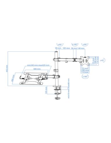 TooQ Soporte de mesa para pantalla 13"-32" y portátil