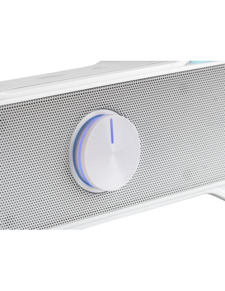 Mars Gaming MSBXW Blanco, Barra de Sonido RGB, Bluethooth 5.0+Jack 3.5, Sonido DSP 10W