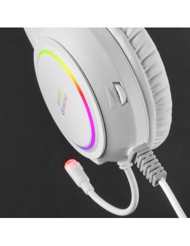 Mars Gaming MHRGBW, Auriculares Chroma RGB Flow, Micrófono Profesional, Sonido Espacial, Blanco