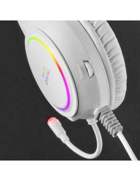 Mars Gaming MHRGBW, Auriculares Chroma RGB Flow, Micrófono Profesional, Sonido Espacial, Blanco