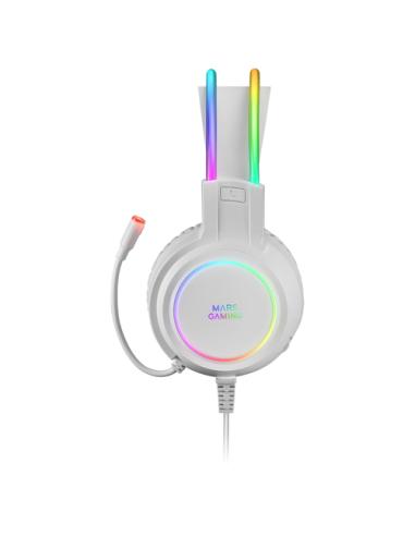 Mars Gaming MHRGBW, Auriculares Chroma RGB Flow, Micrófono Profesional, Sonido Espacial, Blanco