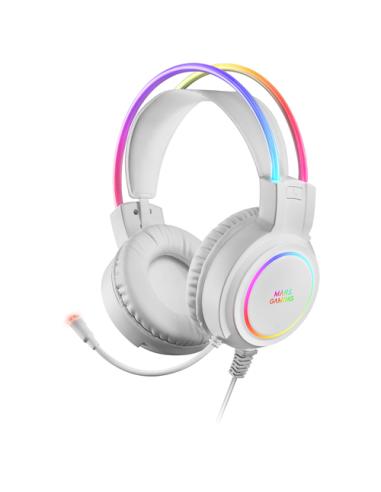 Mars Gaming MHRGBW, Auriculares Chroma RGB Flow, Micrófono Profesional, Sonido Espacial, Blanco