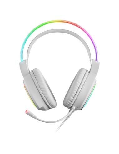 Mars Gaming MHRGBW, Auriculares Chroma RGB Flow, Micrófono Profesional, Sonido Espacial, Blanco