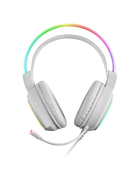 Mars Gaming MHRGBW, Auriculares Chroma RGB Flow, Micrófono Profesional, Sonido Espacial, Blanco