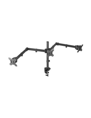 AISENS Soporte De Mesa Eco Giratorio E Inclinable Para 3 Monitores 7kg (3 Pivotes, 2 Brazos) De 13-27, Negro