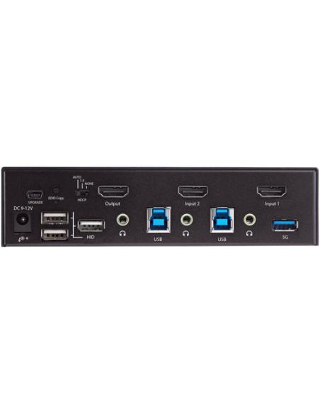 StarTech.com Switch Conmutador KVM de 2 Puertos HDMI 2.0 4K para 1 Monitor - Vídeo de 4K y 60Hz Ultra HD - HDR - Hub Ladrón USB 