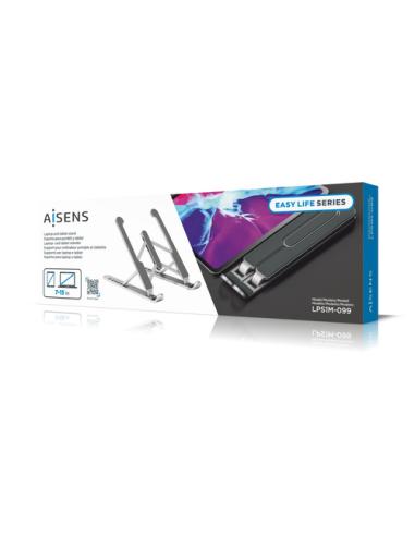 AISENS Soporte De Sobremesa Ajustable Para Portatil / Tablet, Plata