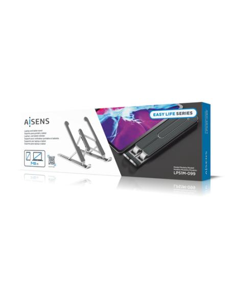 AISENS Soporte De Sobremesa Ajustable Para Portatil / Tablet, Plata