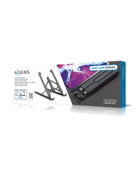 AISENS Soporte De Sobremesa Ajustable Para Portatil / Tablet, Gris Oscuro