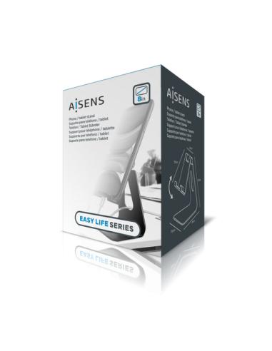 AISENS Soporte De Sobremesa Tamaño M Ajustable (1 Pivote) Para Movil / Tablet, Plata