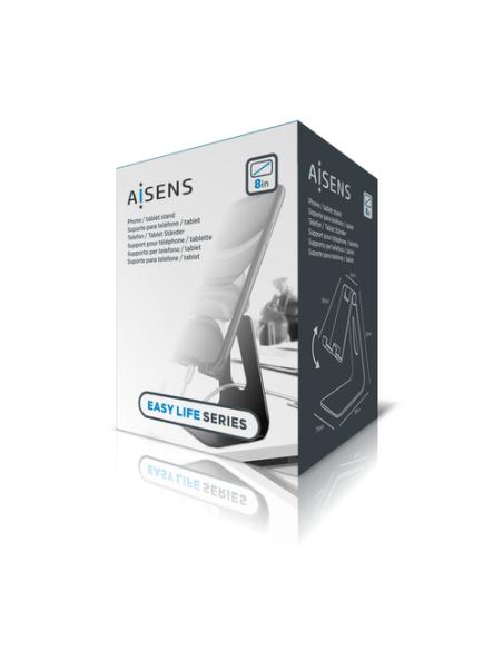 AISENS Soporte De Sobremesa Tamaño M Ajustable (1 Pivote) Para Movil / Tablet, Plata