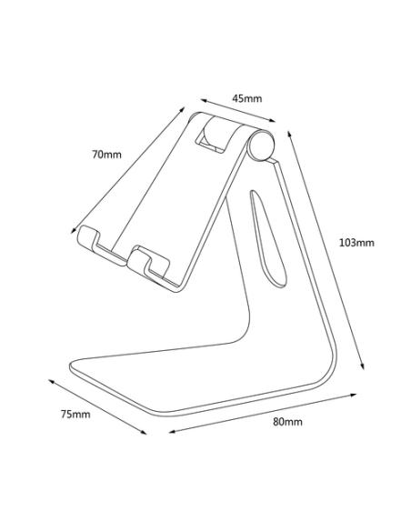 AISENS Soporte De Sobremesa Tamaño M Ajustable (1 Pivote) Para Movil / Tablet, Gris