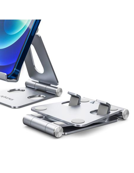 AISENS Soporte De Sobremesa Tamaño M Ajustable (2 Pivotes) Para Movil / Tablet, Plata