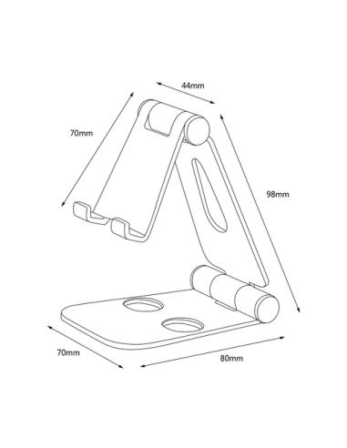 AISENS Soporte De Sobremesa Tamaño M Ajustable (2 Pivotes) Para Movil / Tablet, Plata